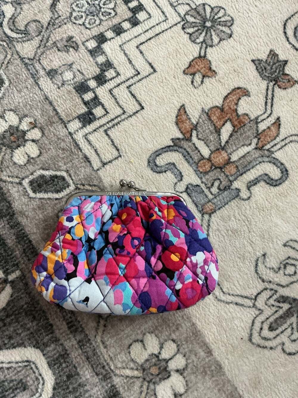 Vera Bradley Quilted Floral Kisslock Cosmetic Coin Pouch